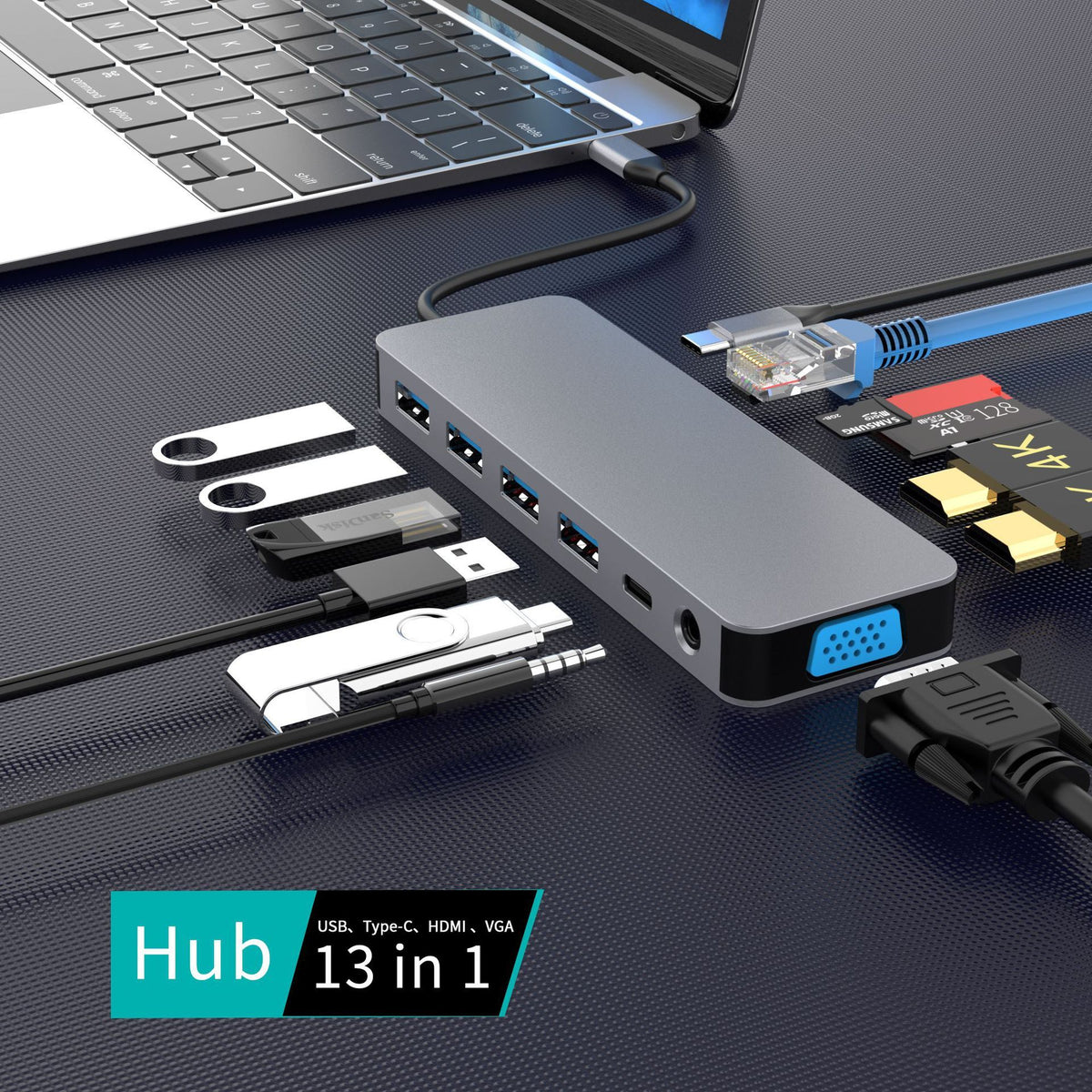 USB C Hub Hub Gigabit Ethernet Port Docking Station