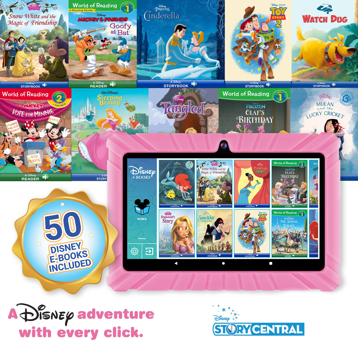 Contixo 7” V8-2 Pink 32GB Kids Tablet Featuring 50 Disney eBooks